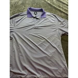 Footjoy FJ Purple Striped‎ Golf Performance Short Sleeve Polo Shirt Mens XL